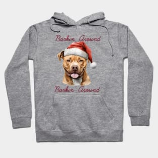 Christmas Pitbull Dog in Santa Hat Hoodie